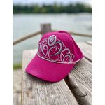 Casquette enfant rose avec une couronne argentée peinte à la main par Elles et No.