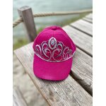 Casquette enfant rose avec une couronne argentée peinte à la main par Elles et No.