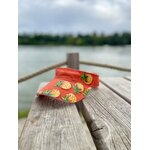 visière orange pour femme avec ananas scintillants peints à la main par elles et no