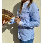 Chemise col Mao avec la Tour dErbalunga Peinte à la main par Elles et No.