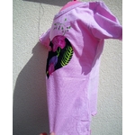 t-shirt fille rose avec coeur et fleurs