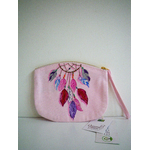 trousse à lanière rose avec attrape-rêves