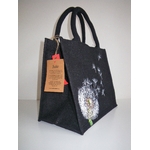 sac jute noire avec fleur de pissenlit