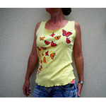 Débardeur jaune avec papillons pour femme