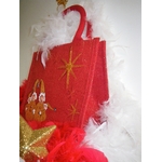 petit sac jute rouge avec lutins de Noël
