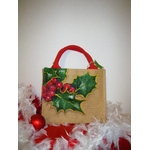 petit sac en jute avec houx