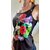 top marron  femme avec un bouquet de fleurs peint à la main par Elles et No.
