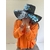 Chapeau noir en papier tressé avec des orchidées bleues peintes à la main. par Elles et No.