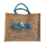 Sac XL jute transats bleu peint à la main par Elles et No.