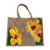 Sac de plage en jute avec des hibscus jaune peints à la main par Elles et No.