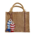 Sac en jute avec poissons en bois peints à la main par Elles et No.