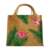 Petit sac en jute avec flamants roses et palmes peints à la main par Elles et No.