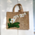 Elles et No.  cabas en jute avec une orchidée blanche peinte à la main
