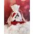 Pochon en coton blanc et ruban de satin rose avec un chat portant un bonnet de Père Noël peint à la main par Elles et No.