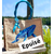 sac de plage unique avec une baleine bleue peinte à la main par Elles et No.