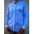 chemise femme bleue col mao imprimée