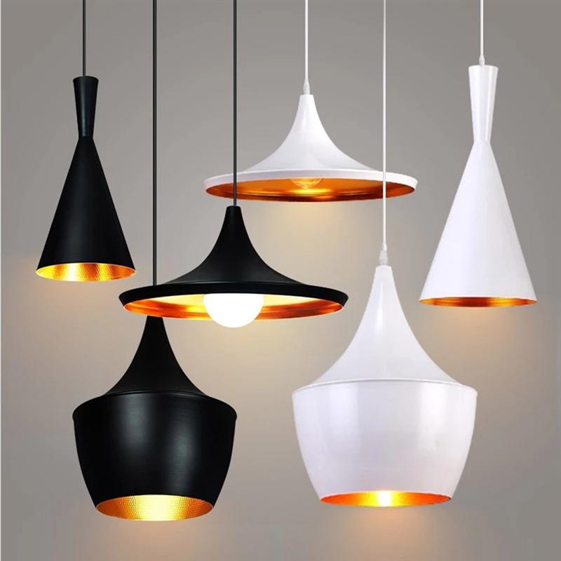 Lampe-suspension-industrielle-Vintage-en-aluminium-Loft-en-aluminium-abat-jour-noir-blanc-lampe-Bar-de