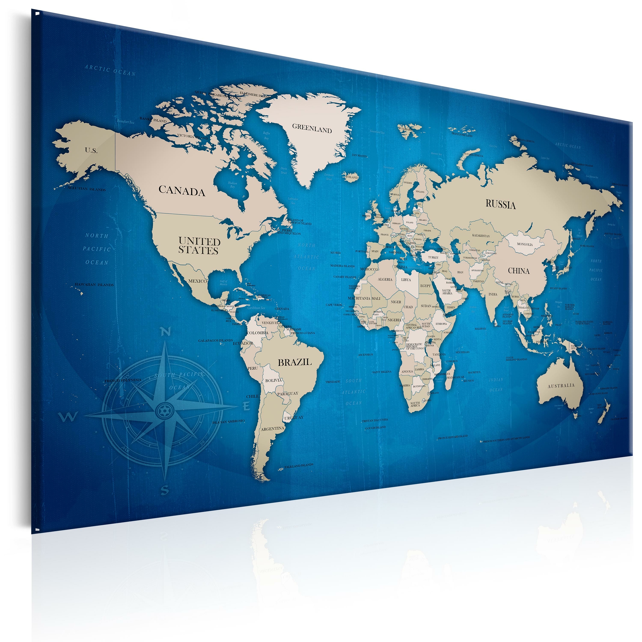 galerie glacis carte du monde en bleue