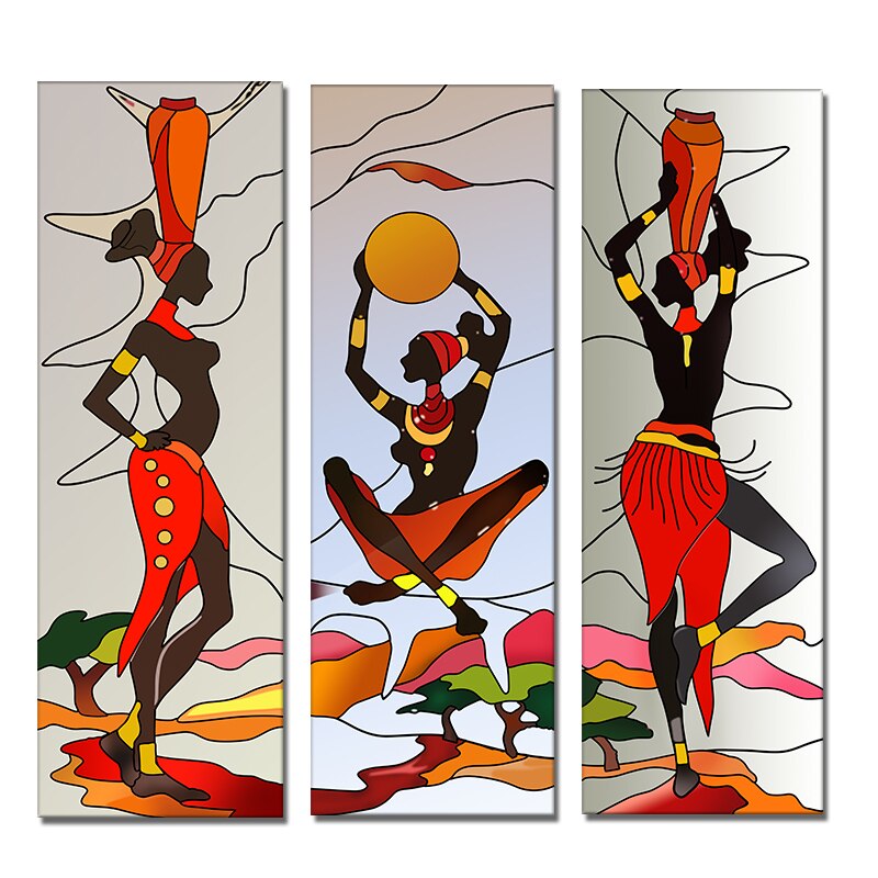 Toile-et-affiches-abstraites-africaines-pour-femmes-3-panneaux-Art-mural-abstrait-pour-d-cor-de