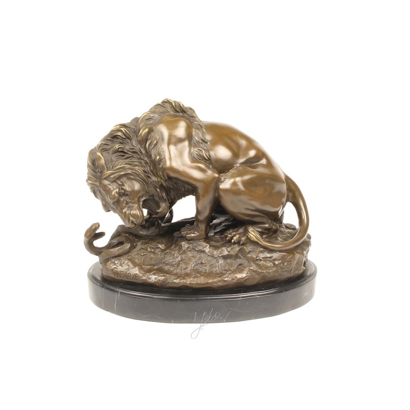 galerie glacis sculpture bronze le lion au serpent 24 cm