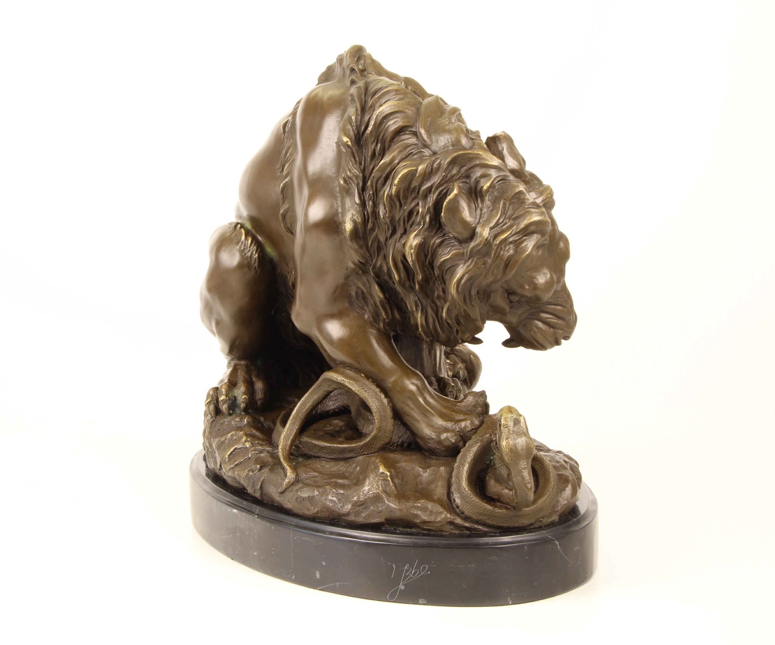 galerie glacis sculpture bronze le lion au serpent 35 cm 3