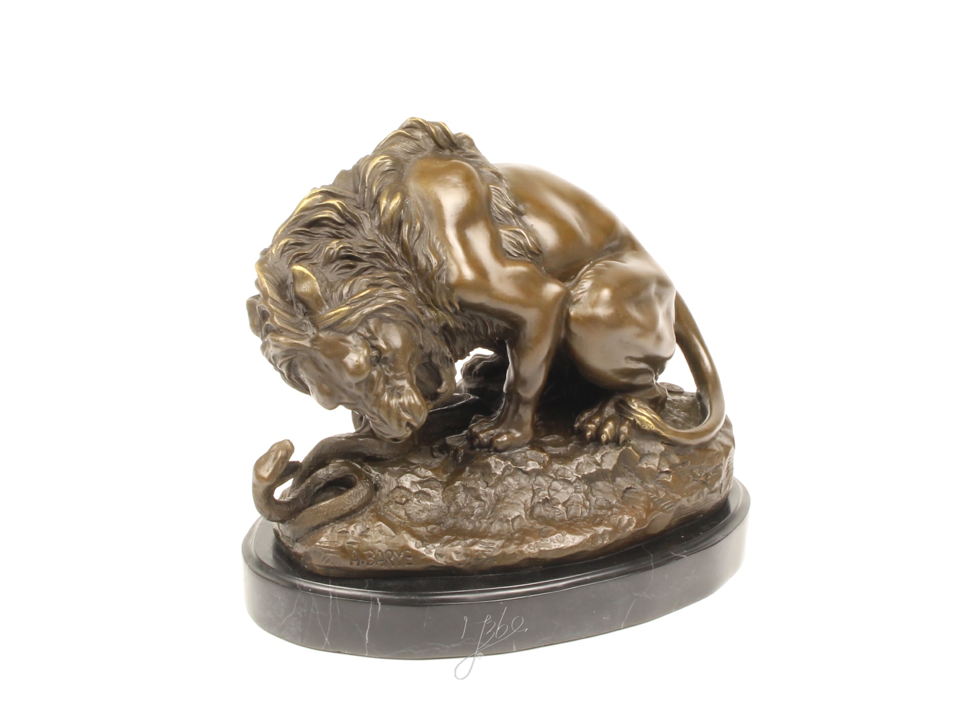 galerie glacis Sculpture bronze le lion au serpent 24 cm 5