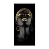 Peinture-l-huile-sur-toile-de-femme-Art-africain-noir-et-or-Cuadros-affiches-et-imprim