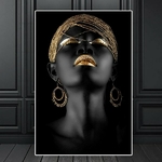 galerie glacis Portrait femme noire et or posé sur le sol