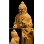 galerie glacis statue laozi en bois sculpté détails