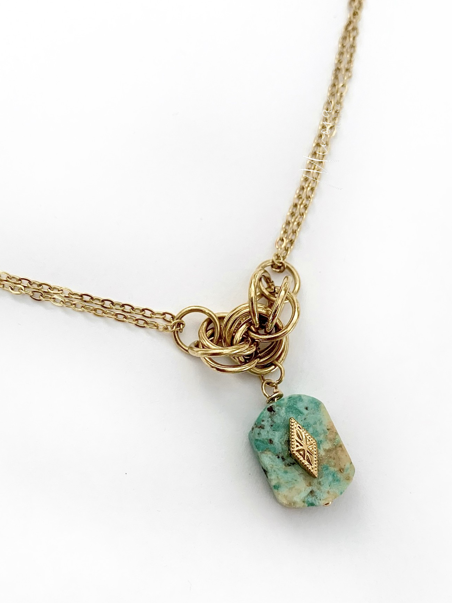 Collier Artisanal En Chrysocolle, Lapis-lazuli Et Pendentif Labradorite - Neuf Avec étiquettes