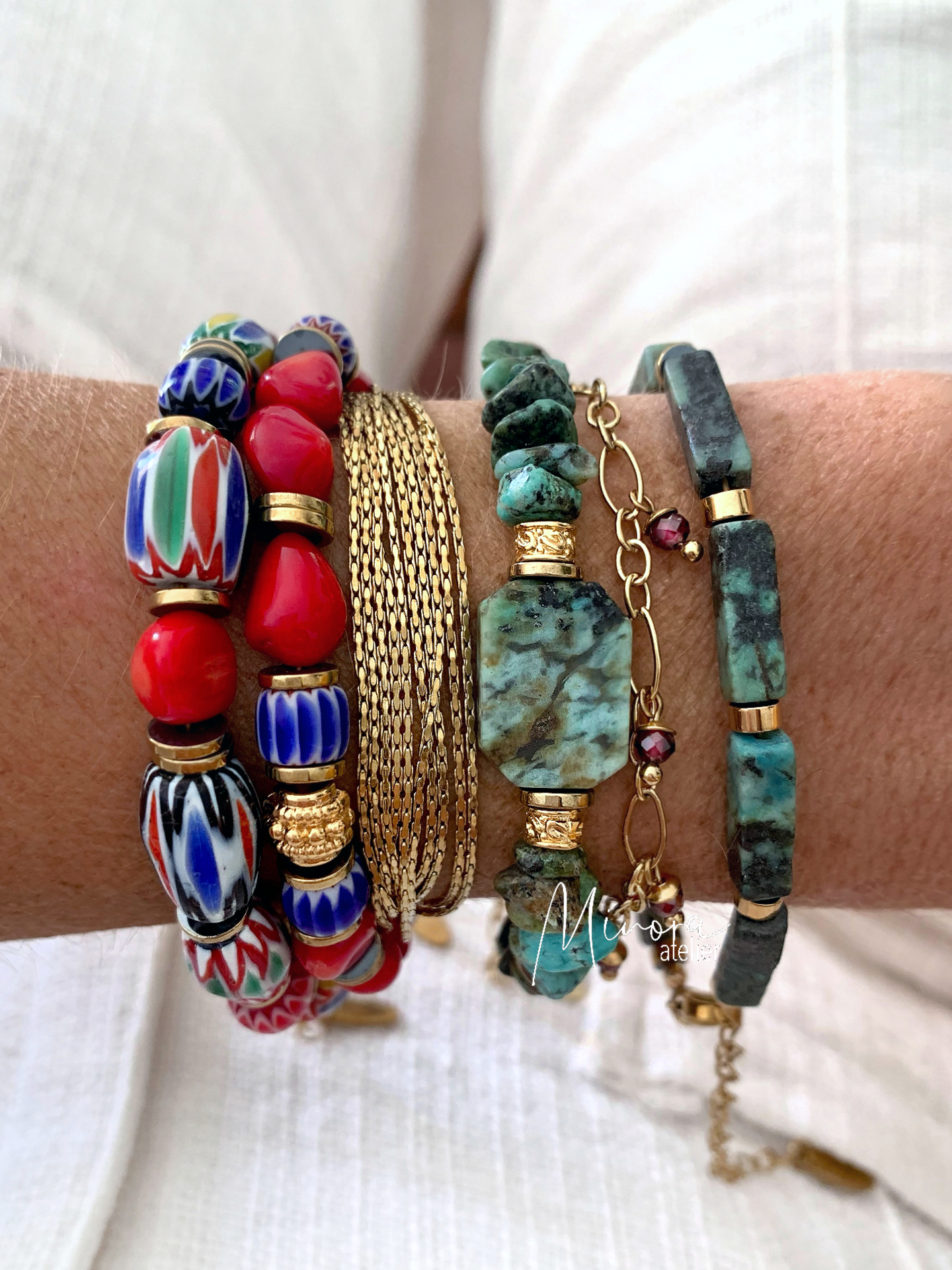 bracelet-arty-boheme-perles-colorees-hematite-doree