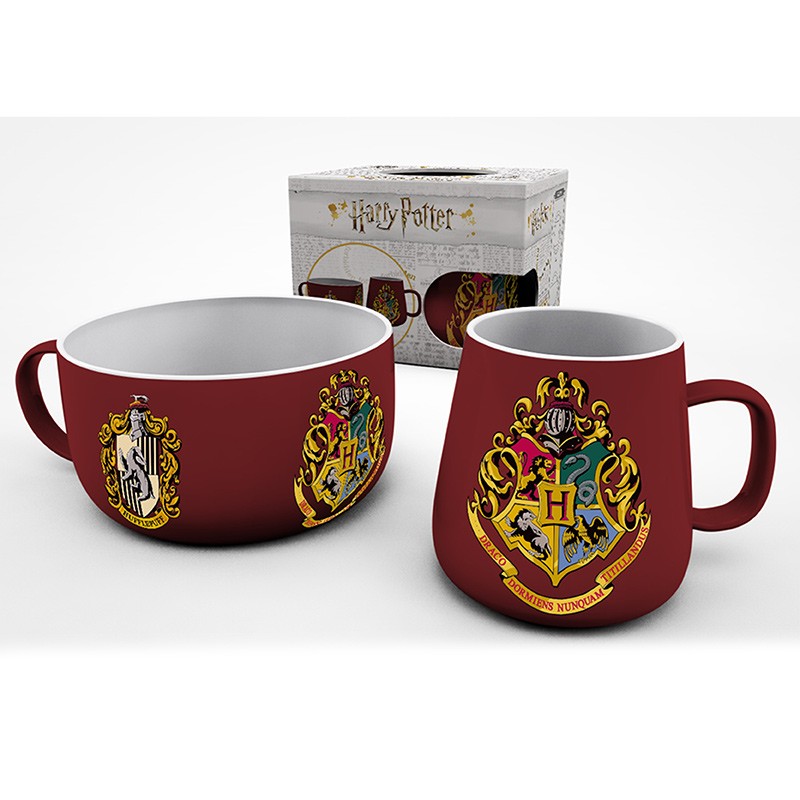 Set petit-déjeuner Harry Potter, mug et bol aux emblèmes de Poudlard