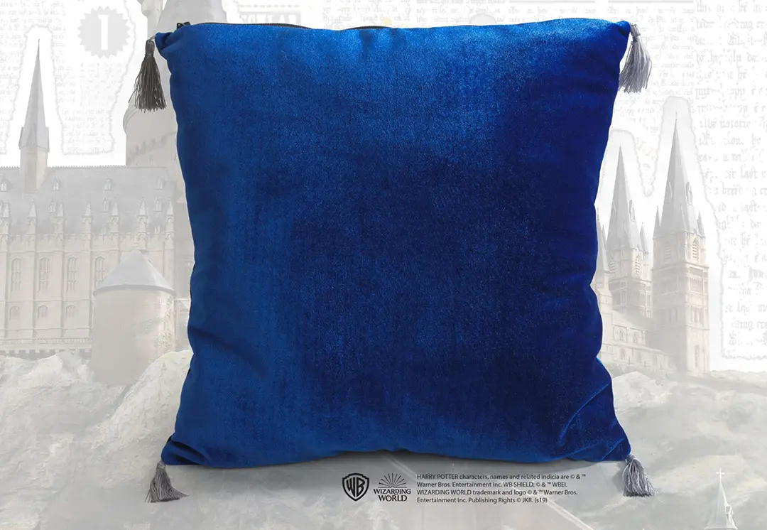 Coussin Serdaigle effet velours, vue de côté