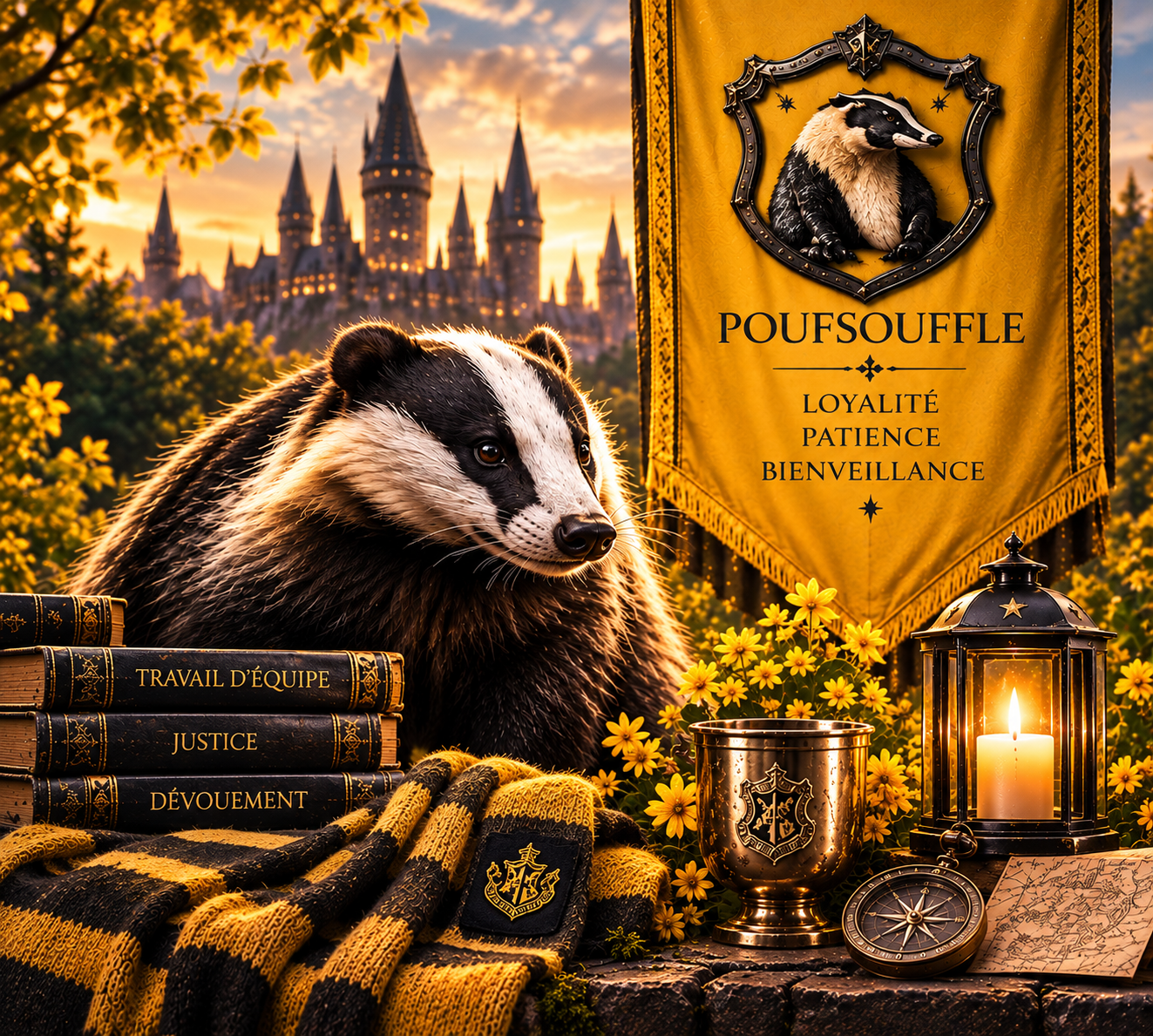 Collection Poufsouffle Harry Potter – blaireau, accessoires et objets collector
