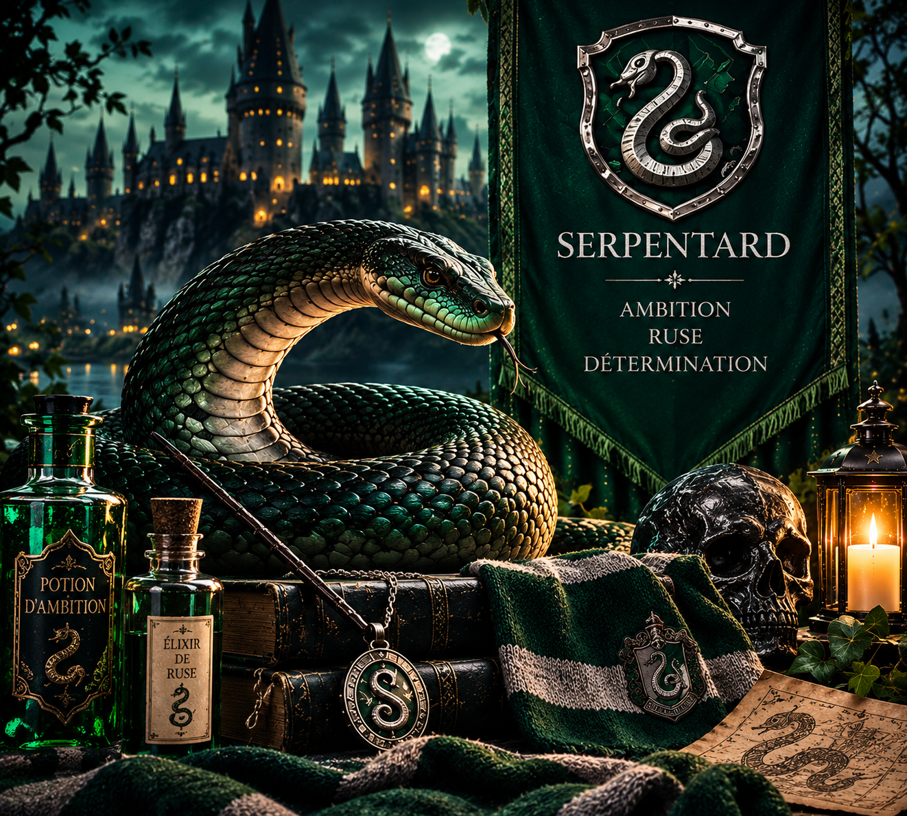 Collection Serpentard Harry Potter – serpent, baguettes et objets collector