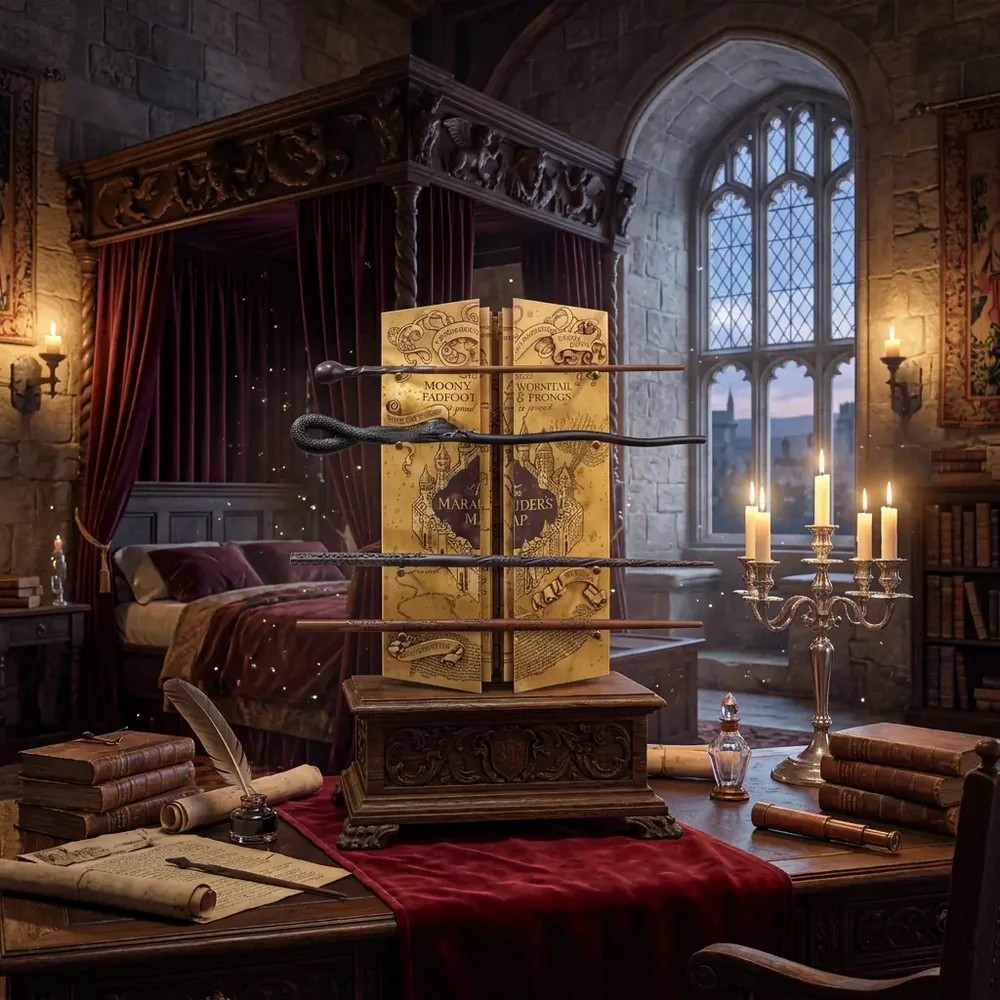 presentoir 4 baguettes harry potter la carte du maraudeur