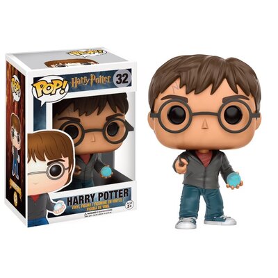 Funko POP! Harry Potter n°32 tenant la sphère de la prophétie, dans sa boîte-fenêtre