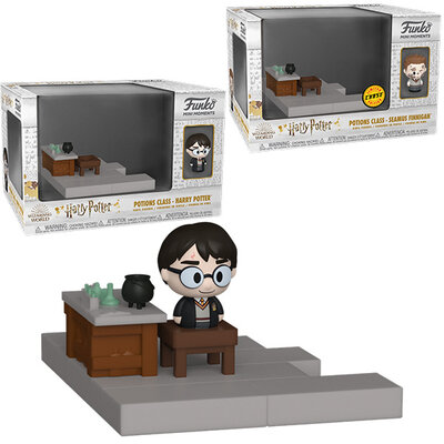 Mini diorama Funko Harry Potter Anniversary, Harry et Seamus Finnigan en version chase dans sa boîte vitrine