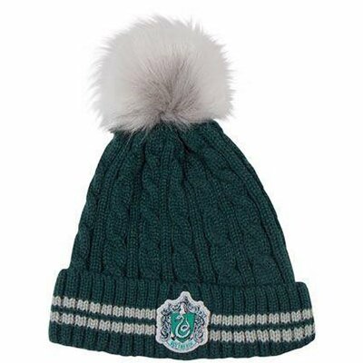 Bonnet à pompon Serpentard vert et argent Cinereplicas avec écusson brodé