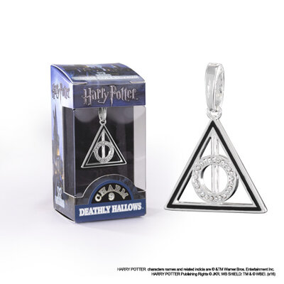 Charm Lumos Reliques de la Mort Noble Collection, symbole argenté et noir avec son attache