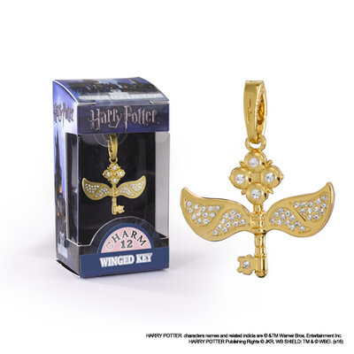 Charm Lumos Clé volante Noble Collection, clé ailée dorée à brillants avec son attache