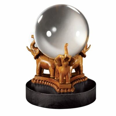 Boule de cristal de divination Noble Collection, sphère en verre sur support à trois éléphants