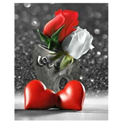Amour avec roses et coeurs