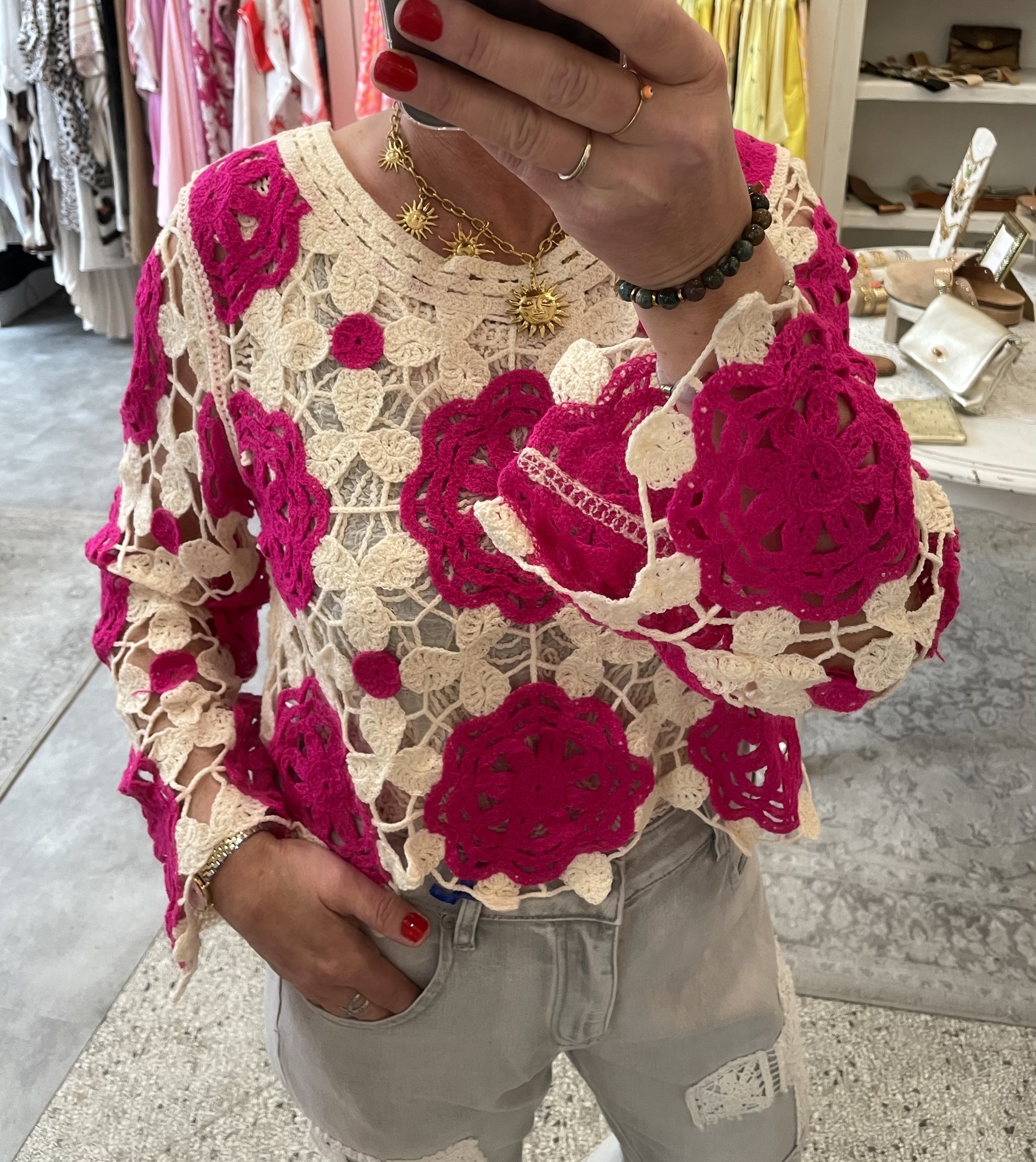 top crochet fushia