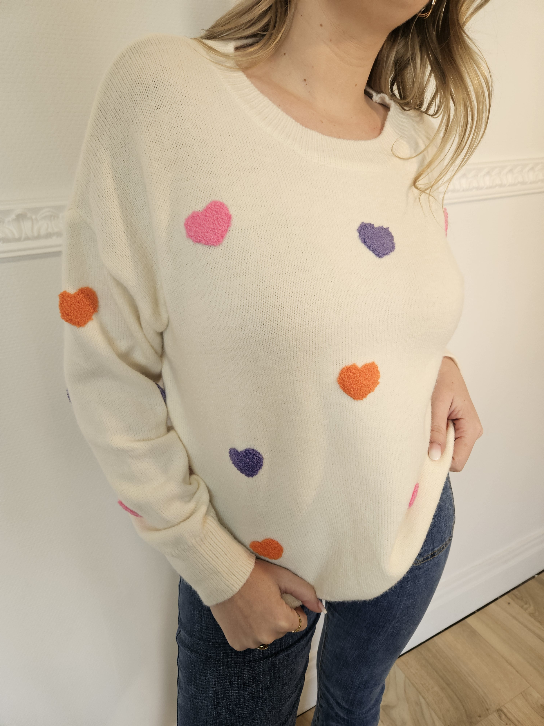 pull coeur femme