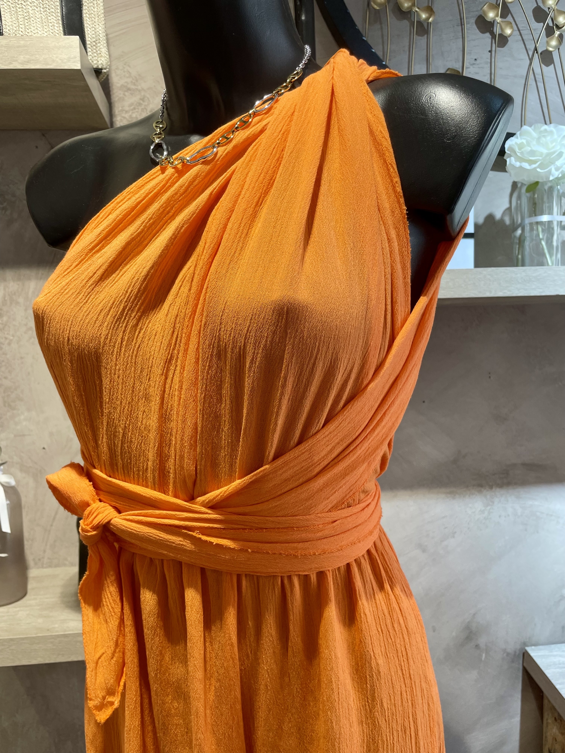 combinaison asymetrique orange femme
