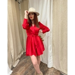 robe portefeuille rouge effet satin