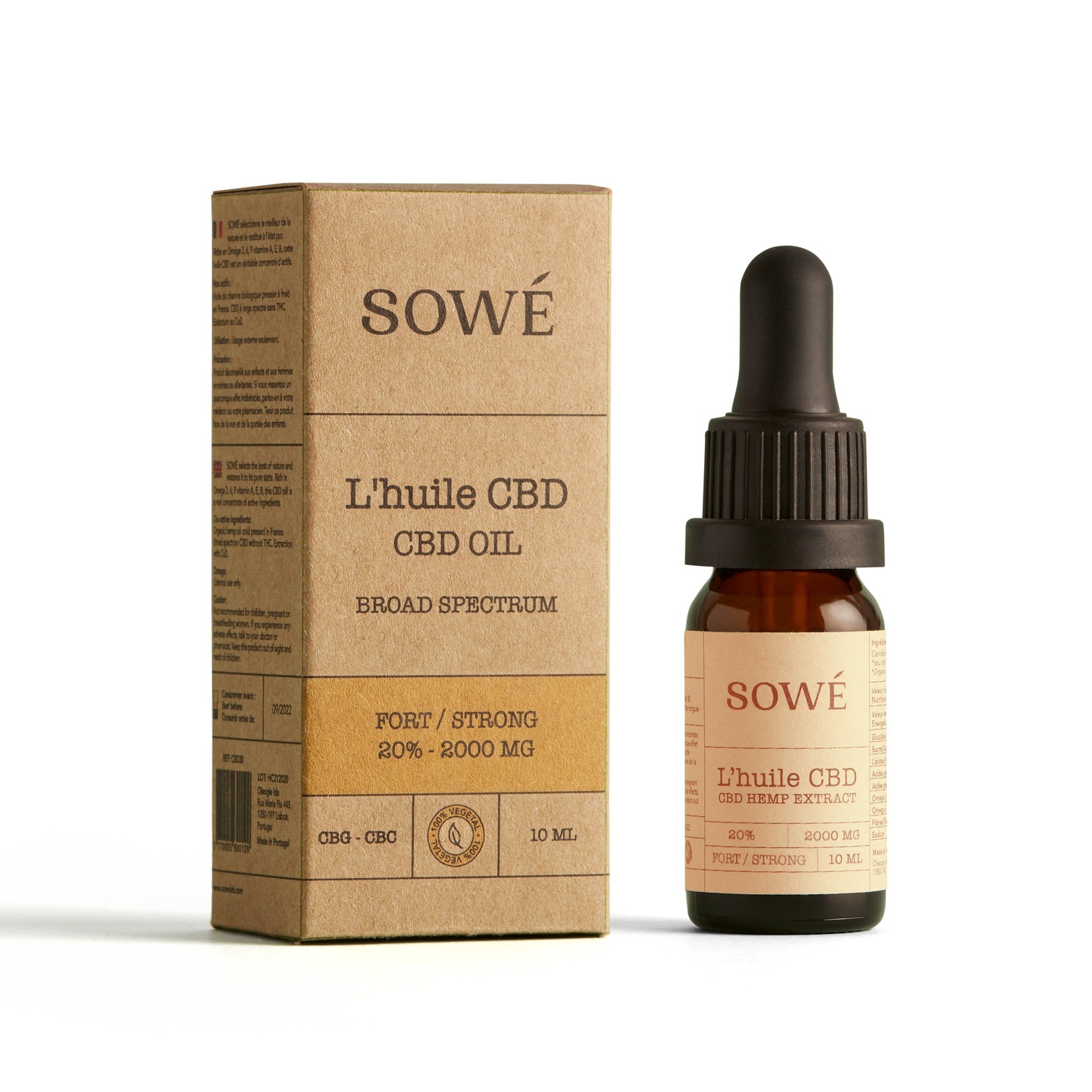 L\'huile CBD topique forte 20% à Large spectre - 10ml