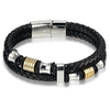 Mode-acier-inoxydable-breloque-magn-tique-noir-hommes-Bracelet-en-cuir-v-ritable-tress-Punk-Rock