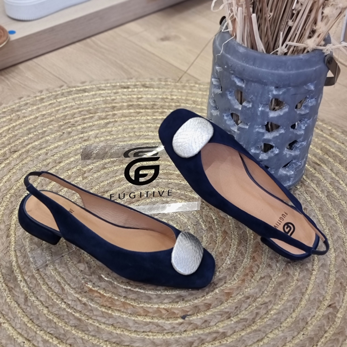 Ballerine a talon COTTON Navy FUGITIVE FEMMES Ballerines Divergence Boutique